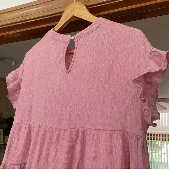 Aura The Label Blush Pink Tiered Mini Short Sleeve Dress - Picture 5 of 7
